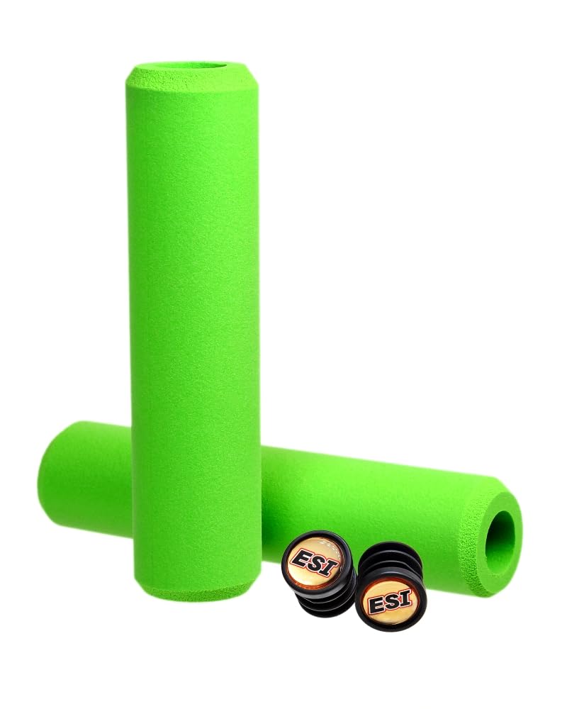 ESI Grips Extra Chunky - Silicone MTB Grips - Ultimate Comfort and Control for Mountain Bike and E-Bike Riders  Durable Silicone Bicycle Handlebar Grips for a Smooth Ride (Green) - Image 1